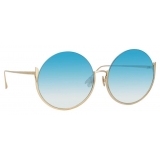 Linda Farrow - Occhiali da Sole Rotondi Olivia in Oro Chiaro e Blu - LFL1006C7SUN - Linda Farrow Eyewear