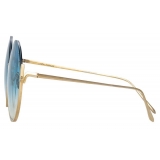 Linda Farrow - Occhiali da Sole Rotondi Olivia in Oro Chiaro e Blu - LFL1006C7SUN - Linda Farrow Eyewear