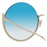 Linda Farrow - Occhiali da Sole Rotondi Olivia in Oro Chiaro e Blu - LFL1006C7SUN - Linda Farrow Eyewear