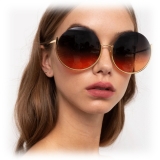 Linda Farrow - Olivia Round Sunglasses in Light Gold and Blue - LFL1006C7SUN - Linda Farrow Eyewear