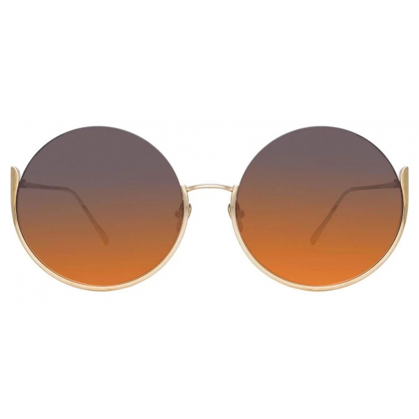 Linda Farrow - Olivia Round Sunglasses in Light Gold - LFL1006C5SUN - Linda Farrow Eyewear