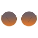 Linda Farrow - Olivia Round Sunglasses in Light Gold - LFL1006C5SUN - Linda Farrow Eyewear