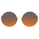 Linda Farrow - Olivia Round Sunglasses in Light Gold - LFL1006C5SUN - Linda Farrow Eyewear