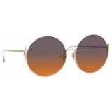 Linda Farrow - Olivia Round Sunglasses in Light Gold - LFL1006C5SUN - Linda Farrow Eyewear