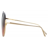 Linda Farrow - Olivia Round Sunglasses in Light Gold - LFL1006C5SUN - Linda Farrow Eyewear