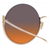 Linda Farrow - Occhiali da Sole Rotondi Olivia in Oro Chiaro - LFL1006C5SUN - Linda Farrow Eyewear