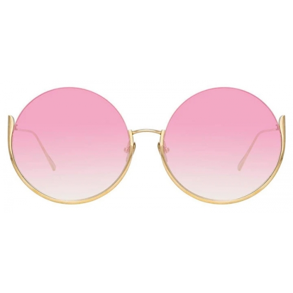 Linda Farrow - Occhiali da Sole Rotondi Olivia in Oro Chiaro e Rosa - LFL1006C4SUN - Linda Farrow Eyewear