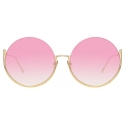 Linda Farrow - Occhiali da Sole Rotondi Olivia in Oro Chiaro e Rosa - LFL1006C4SUN - Linda Farrow Eyewear