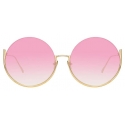 Linda Farrow - Olivia Round Sunglasses in Light Gold and Pink - LFL1006C4SUN - Linda Farrow Eyewear