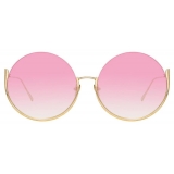 Linda Farrow - Olivia Round Sunglasses in Light Gold and Pink - LFL1006C4SUN - Linda Farrow Eyewear