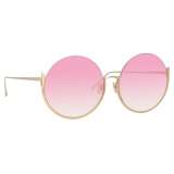 Linda Farrow - Olivia Round Sunglasses in Light Gold and Pink - LFL1006C4SUN - Linda Farrow Eyewear