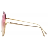 Linda Farrow - Occhiali da Sole Rotondi Olivia in Oro Chiaro e Rosa - LFL1006C4SUN - Linda Farrow Eyewear