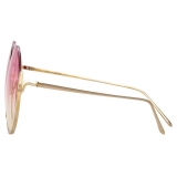 Linda Farrow - Olivia Round Sunglasses in Light Gold and Pink - LFL1006C4SUN - Linda Farrow Eyewear