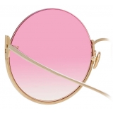 Linda Farrow - Olivia Round Sunglasses in Light Gold and Pink - LFL1006C4SUN - Linda Farrow Eyewear