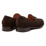 Viola Milano - Milanese Handwelted String Loafer - Brown Suede - Handmade in Italy - Luxury Exclusive Collection