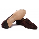 Viola Milano - Unlined Belgian Suede Loafer - Bordeaux - Handmade in Italy - Luxury Exclusive Collection