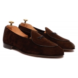 Viola Milano - Unlined Belgian Suede Loafer - Brown Suede - Handmade in Italy - Luxury Exclusive Collection