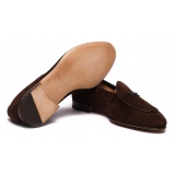 Viola Milano - Unlined Belgian Suede Loafer - Brown Suede - Handmade in Italy - Luxury Exclusive Collection