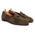 Viola Milano - Unlined Belgian Suede Loafer - Olive - Handmade in Italy - Luxury Exclusive Collection