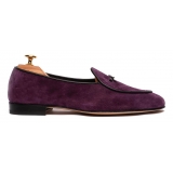 Viola Milano - Unlined Belgian Suede Loafer - Purple - Handmade in Italy - Luxury Exclusive Collection