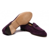 Viola Milano - Unlined Belgian Suede Loafer - Purple - Handmade in Italy - Luxury Exclusive Collection