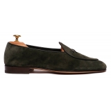 Viola Milano - Unlined Belgian Suede Loafer - Green - Handmade in Italy - Luxury Exclusive Collection