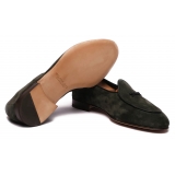 Viola Milano - Unlined Belgian Suede Loafer - Green - Handmade in Italy - Luxury Exclusive Collection