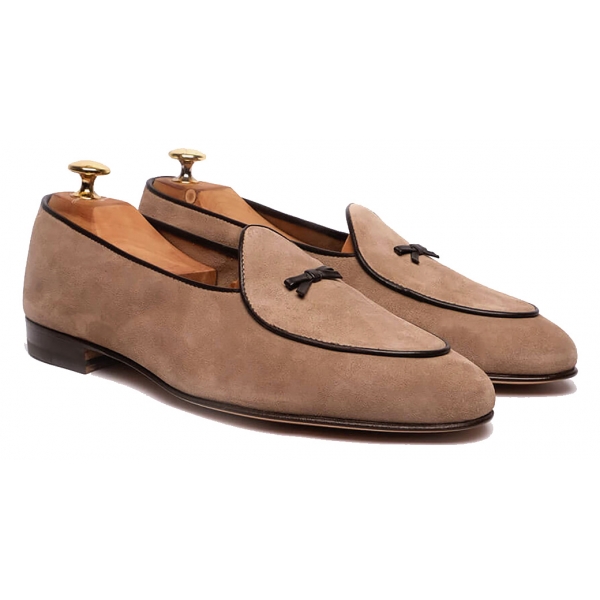 Viola Milano - Unlined Belgian Suede Loafer - Beige - Handmade in Italy - Luxury Exclusive Collection