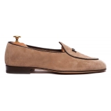Viola Milano - Unlined Belgian Suede Loafer - Beige - Handmade in Italy - Luxury Exclusive Collection
