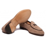 Viola Milano - Unlined Belgian Suede Loafer - Beige - Handmade in Italy - Luxury Exclusive Collection