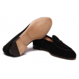 Viola Milano - Unlined Belgian Suede Loafer - Black - Handmade in Italy - Luxury Exclusive Collection