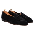 Viola Milano - Unlined Belgian Suede Loafer - Navy - Handmade in Italy - Luxury Exclusive Collection