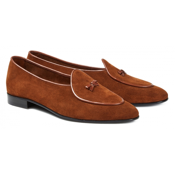 Viola Milano - Unlined Belgian Suede Loafer - Polo Brown - Handmade in Italy - Luxury Exclusive Collection