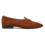 Viola Milano - Unlined Belgian Suede Loafer - Polo Brown - Handmade in Italy - Luxury Exclusive Collection