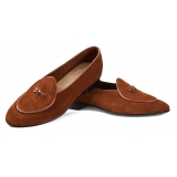 Viola Milano - Unlined Belgian Suede Loafer - Polo Brown - Handmade in Italy - Luxury Exclusive Collection