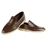 Viola Milano - Mocassino Capri Cocco Sfoderato - Cognac - Handmade in Italy - Luxury Exclusive Collection