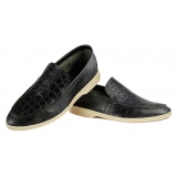 Viola Milano - Unlined Capri Croco Loafer - Forest - Handmade in Italy - Luxury Exclusive Collection