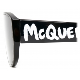 Alexander McQueen - Occhiali da Sole a Mascherina McQueen Graffiti - Nero Fumo - Alexander McQueen Eyewear