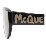 Alexander McQueen - McQueen Graffiti Mask Sunglasses - Black Beige - Alexander McQueen Eyewear
