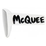 Alexander McQueen - Occhiali da Sole a Mascherina McQueen Graffiti - Bianco Verde - Alexander McQueen Eyewear
