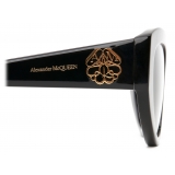 Alexander McQueen - Women's Seal Logo Cat-Eye Sunglasses - Black Grey - Alexander McQueen Eyewear