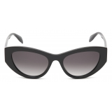 Alexander McQueen - Women's Seal Logo Cat-Eye Sunglasses - Black Grey - Alexander McQueen Eyewear