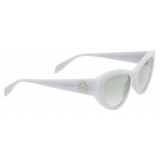 Alexander McQueen - Occhiali da Sole Cat Eye Seal Logo da Donna - Azzurro Opale Verde - Alexander McQueen Eyewear