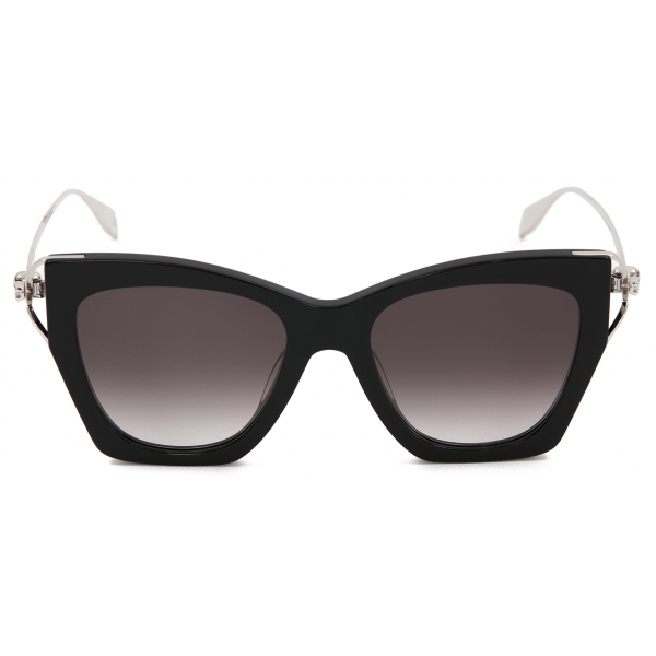 Alexander McQueen - Women's Skull Hinge Soft Square Sunglasses - Black Grey - Alexander McQueen Eyewear