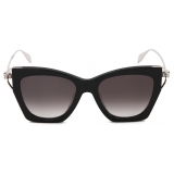 Alexander McQueen - Women's Skull Hinge Soft Square Sunglasses - Black Grey - Alexander McQueen Eyewear