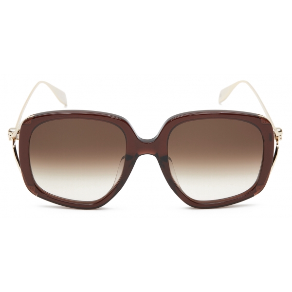 Alexander McQueen - Women's Skull Hinge Soft Square Sunglasses - Brown - Alexander McQueen Eyewear