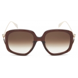 Alexander McQueen - Women's Skull Hinge Soft Square Sunglasses - Brown - Alexander McQueen Eyewear