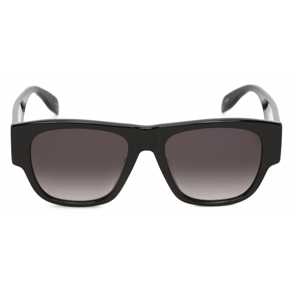 Alexander McQueen - Men's McQueen Graffiti Rectangular Sunglasses - Black Grey - Alexander McQueen Eyewear