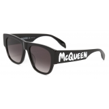 Alexander McQueen - Men's McQueen Graffiti Rectangular Sunglasses - Black Grey - Alexander McQueen Eyewear