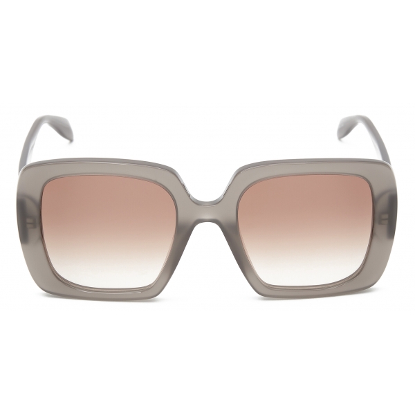 Alexander McQueen - Women's Seal Logo Square Sunglasses - Taupe Reddish Brown - Alexander McQueen Eyewear